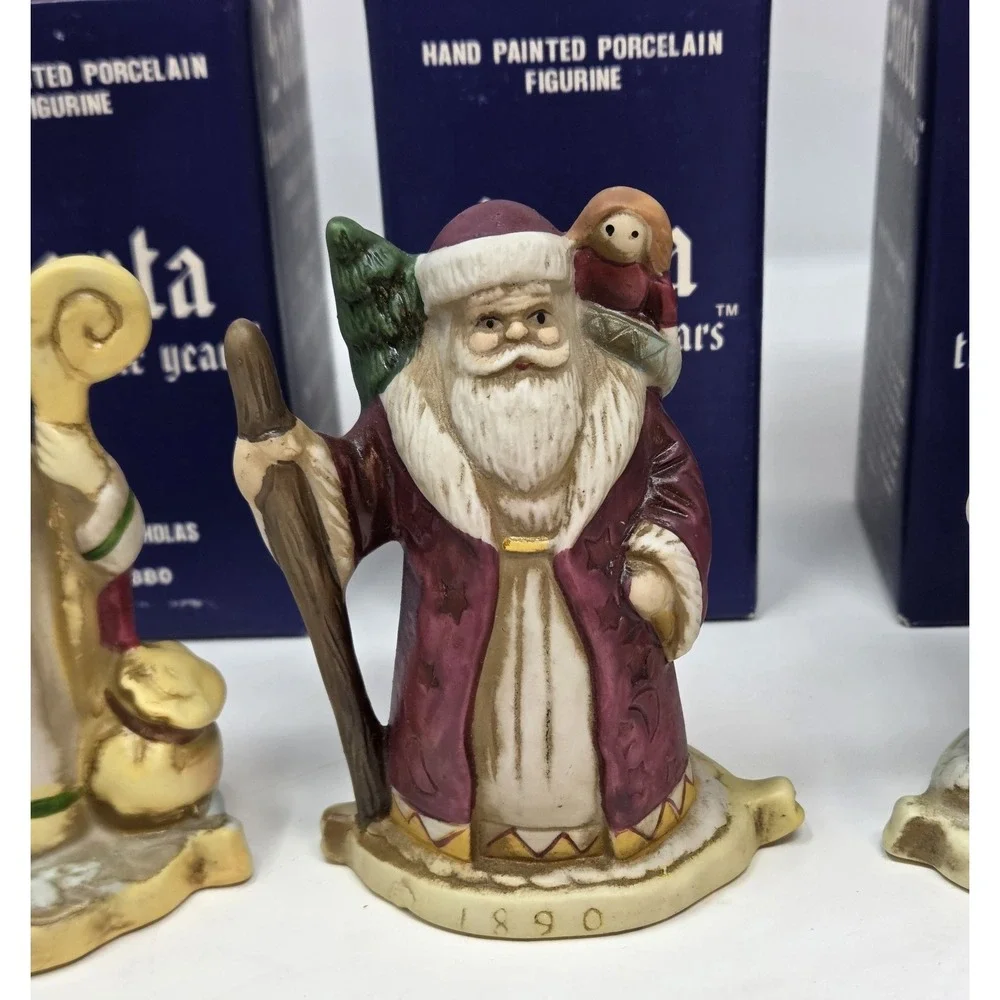 6 Santa Claus Through the Years Figures Figurine Porcelain Holiday Collectibles